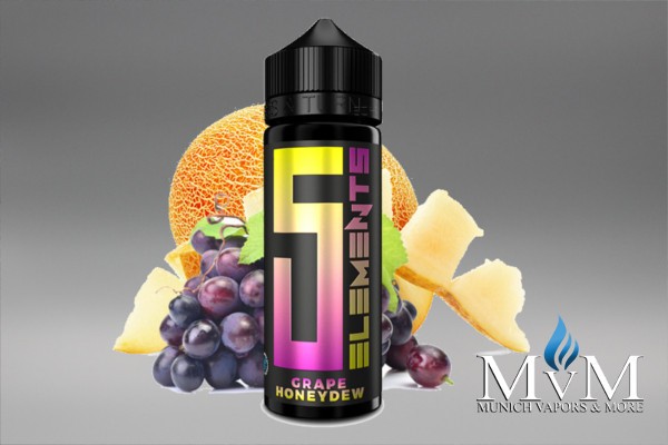 E-Zigarette, eLiquid, Fill Up, Long Fill ,5 Elements, Grape Honeydew, Aroma, 10 ml