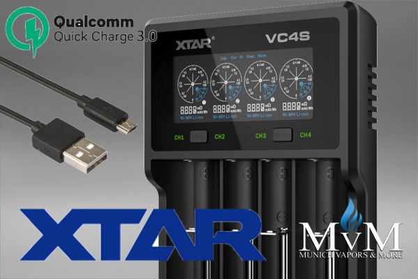 eZigarette, Akku, Ladegerät, USB, VC4S, XTAR